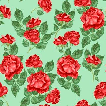 Red Vector roses seanless pattern Stock Illustration