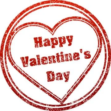 Red vector rubber stamp Happy Valentine's Day in grunge style. Ilustración de archivo