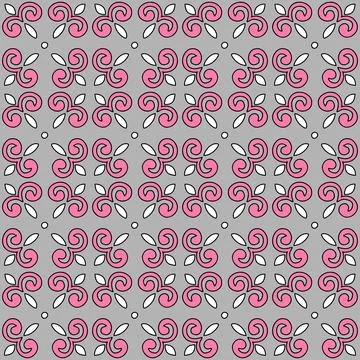 A red Vector seamless pattern of black hand-drawn abstract shapes isolated .. Stock Illustration