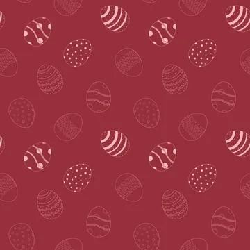 Red vector seamless pattern with Easter eggs. Trendy abstract nature background. Stock Illustration