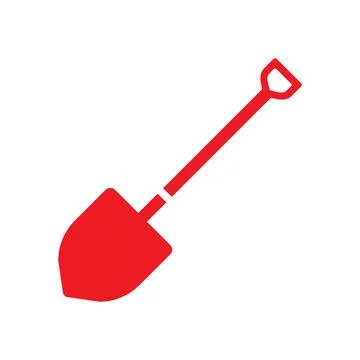 Red vector shovel icon isolated on white background Stock Illustration