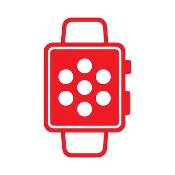 Red vector smartwatch icon isolated on white background Stock Illustration