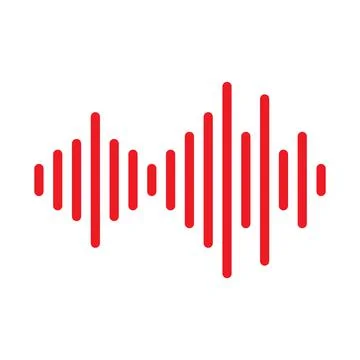 Red vector sound wave icon isolated on white background Stock Illustration