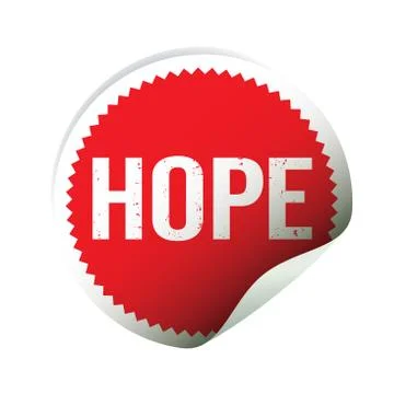 Red vector sticker and text HOPE. Vector Illustration 스톡 일러스트
