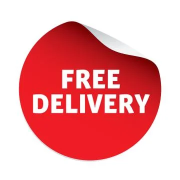 Red vector sticker and text FREE DELIVERY. Vector Illustration Illustrazione stock