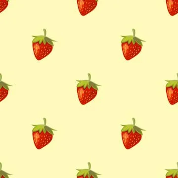 Red vector strawberries seamless pattern 스톡 일러스트