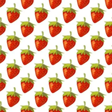 Red vector strawberries seamless pattern 스톡 일러스트
