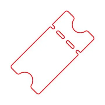 Red vector ticket line icon isolated on white background Stock Illustration