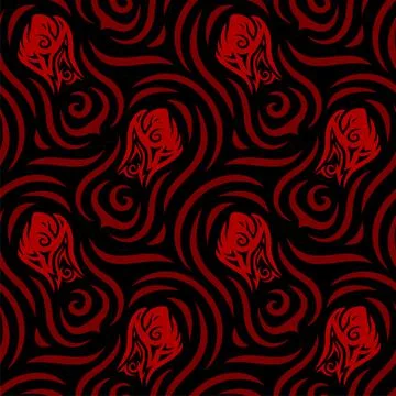 Red vector tile pattern with decorative fists Stock Illustration