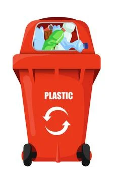 Red vector trash bin for plastic Stock Illustration
