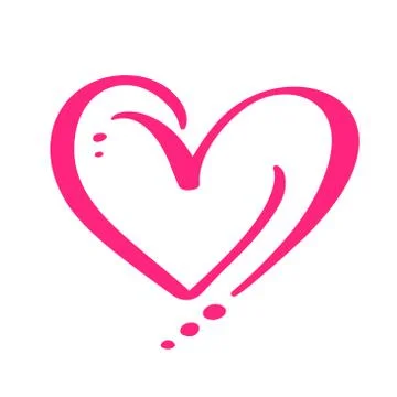 Red Vector Valentines Day Hand Drawn Calligraphic Heart. Holiday Design element Stock Illustration
