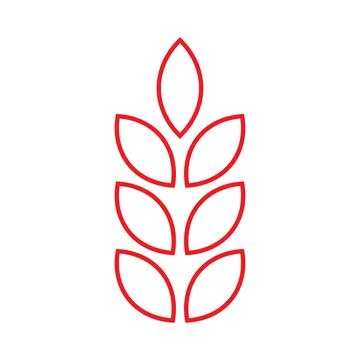 Red vector wheat line icon isolated on white background Stock Illustration