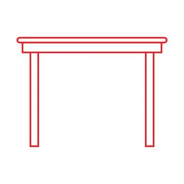 Red vector wooden table line icon isolated on white background Stock Illustration