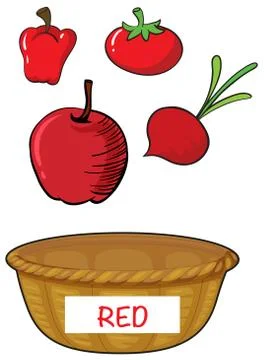 Red vegetables in red basket Stock Illustration