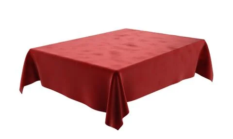 Red velor rectangular tablecloth for the table isolated on white background Stock Illustration