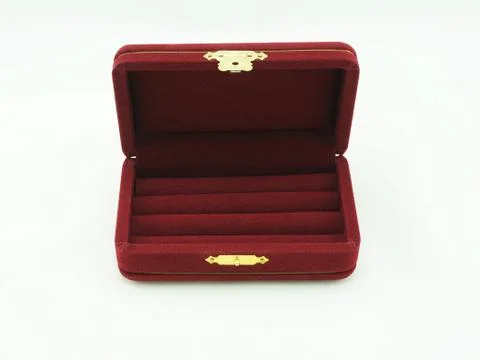 Red velvet box for the ring Stock Photos