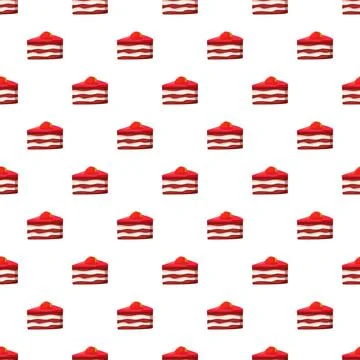 Red velvet cake slices pattern on white background 스톡 일러스트
