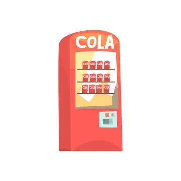 Red vending machine with Cola cans cartoon vector Illustration Stock Illustration
