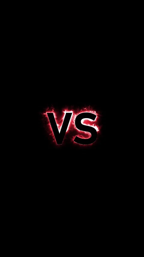 Red versus battle title fiery glow, black space, and dramatic smoke energy behin Stock Footage 340564486