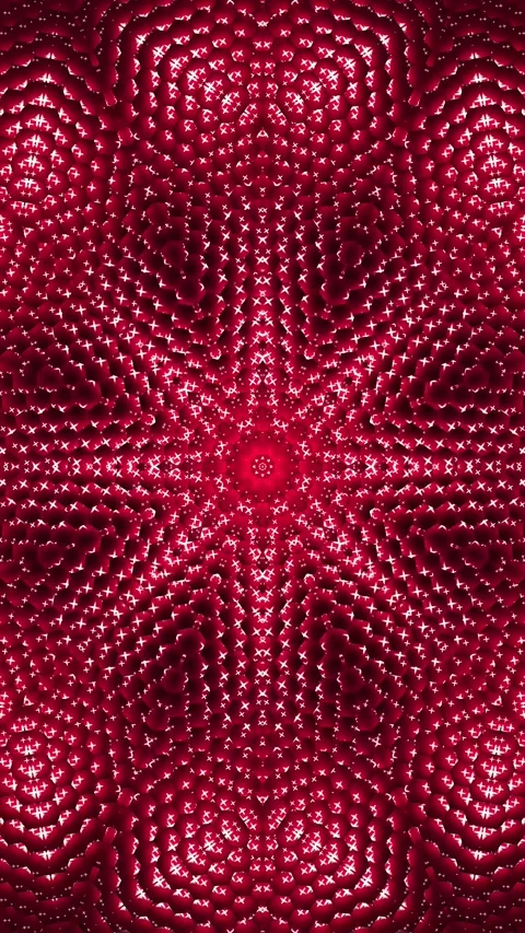 Red vertical kaleidoscope pattern moving seamlessly on dark background Stock Footage 339074719
