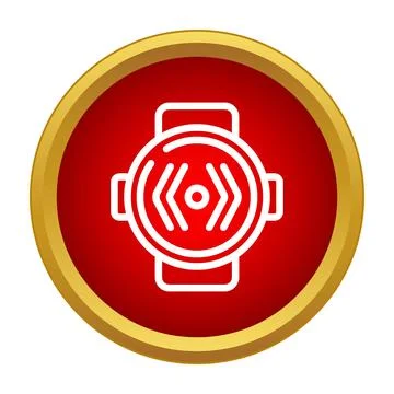 Red video camera icon in a golden circle Stock Illustration
