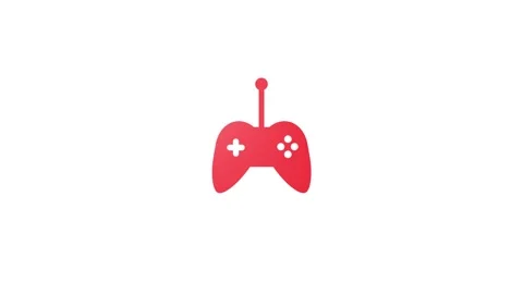 Red video game controller icon on animation white background gaming joystick Stock Footage 321855166