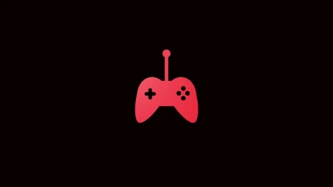 Red video game controller icon on animation black background gaming joystick Stock Footage 321855168