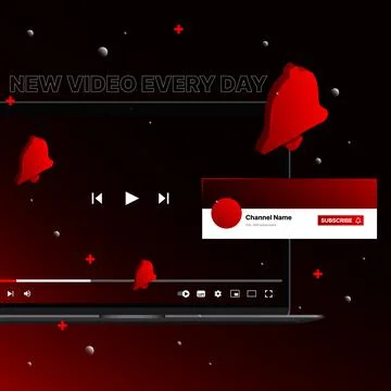 Red Video Platform Illustration. Creative Design, Content Frame, Channel name Stock Illustration
