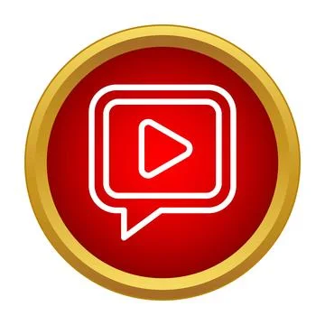 Red video play button in a chat bubble Stock Illustration
