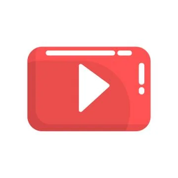 Red video play button. Internet or youtube button. Colorful cartoon vector Stock Illustration
