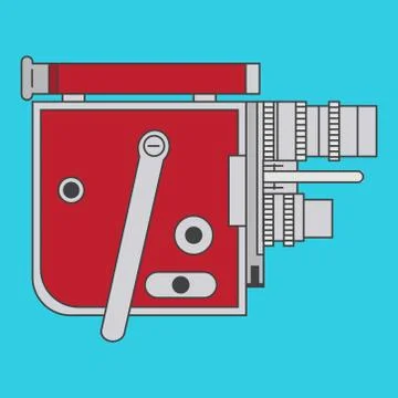 Red vintage camera in a Flat style Stock Illustration