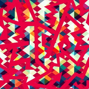 Red vintage geometric seamless pattern. Stock Illustration