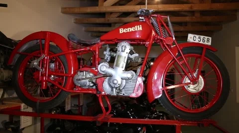Red vintage motorcycle Stock Footage 47731885