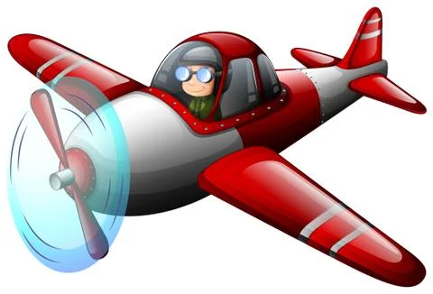 A red vintage plane with a pilot Stock Illustration