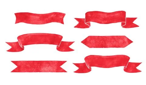 Red vintage scroll banners. Stock Illustration