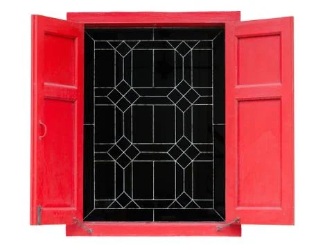 Red vintage window Stock Photos