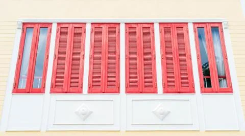 Red vintage window Stock Photos