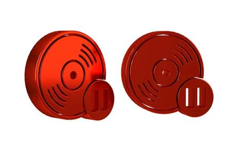 Red Vinyl disk icon isolated on transparent background. Stock Illustration