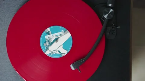 Red vinyl record Stock Footage