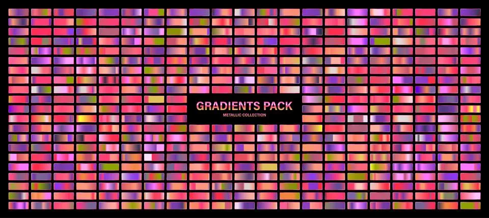 Red, violet glossy gradient, metal foil texture. Sunset color swatch set, summer イラスト素材