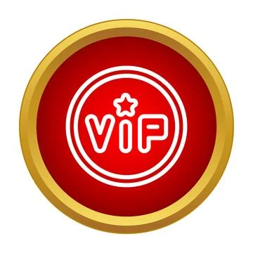 Red vip button icon with gold border Stock Illustration