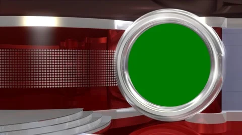 Red Virtual News Studio 3 - Chroma Key1 Stock Footage 3568898