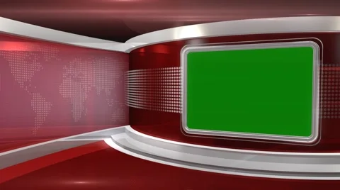 Red Virtual News Studio 3 - Chroma Key3 Stock-Footage 3577083