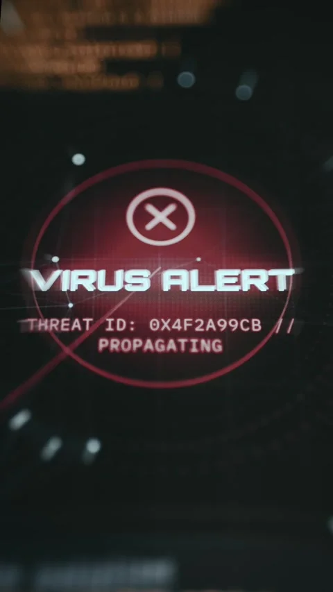 Red Virus Alert Over Computer Code Stock Footage 337883503