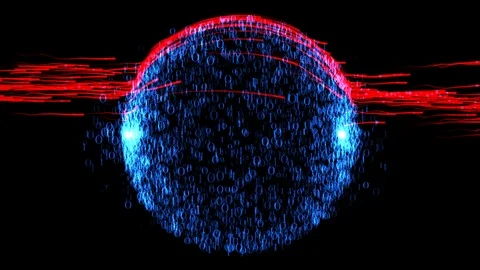 Red virus attacking binary data cloud, Alpha Channel Stock Footage 123211651