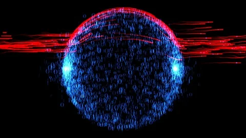 Red virus attacking binary data cloud, Luma Matte attached Vidéo 124148448