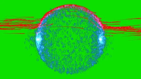 Red virus attacking binary data cloud, Green Screen Chromakey Stock Footage 125313855