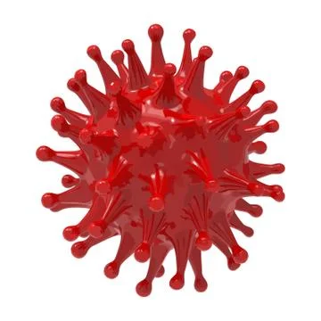 Red virus bacteria cell 3D render image isolated on white background. Flu, in Stock Illustration