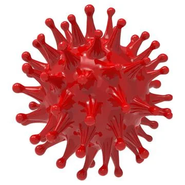 Red virus bacteria cell 3D render image isolated on white background. Flu, in Stock Illustration