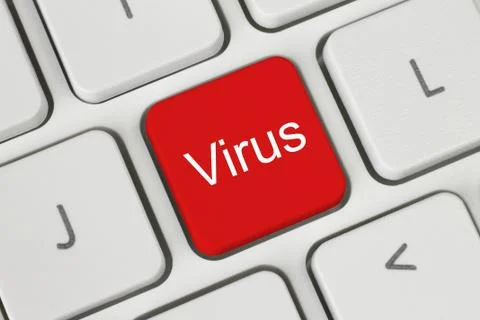 Red virus button. Stock Photos